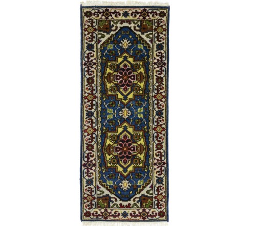 Blue Geometric 3X6 Heriz Serapi Oriental Rug