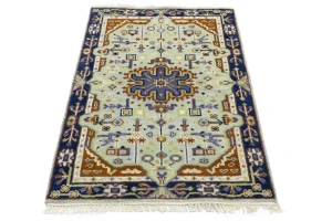 Light Gray Tribal 3X5 Heriz Serapi Oriental Rug