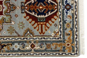 Gray Geometric 3X5 Indo-Karajeh Oriental Rug