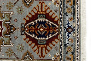Gray Geometric 3X5 Indo-Karajeh Oriental Rug
