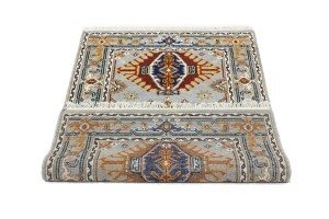 Gray Geometric 3X5 Indo-Karajeh Oriental Rug