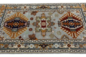 Gray Geometric 3X5 Indo-Karajeh Oriental Rug