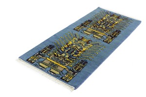 Blue Pictorial Tribal 3X6 Oriental Rug
