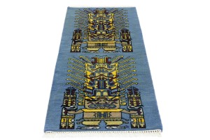 Blue Pictorial Tribal 3X6 Oriental Rug