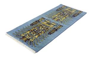 Blue Pictorial Tribal 3X6 Oriental Rug