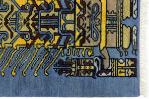 Blue Pictorial Tribal 3X6 Oriental Rug