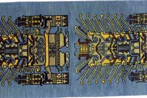 Blue Pictorial Tribal 3X6 Oriental Rug