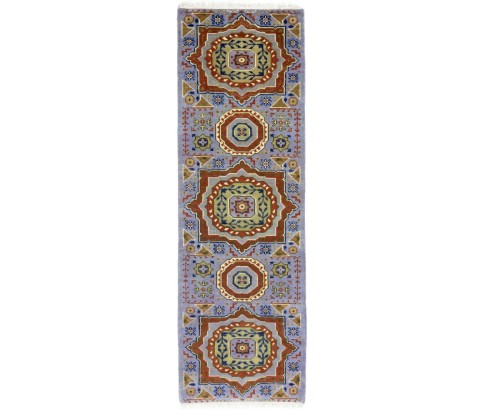 Lavender Geometric 3X8 Mamluk Oriental Runner Rug