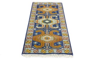 3X6 Navy Blue Geometric 2'6 x 5'11 Kazak Oriental Rug