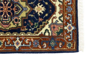 Dark Navy Floral 3X8 Heriz Serapi Oriental Runner Rug