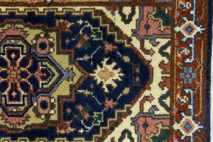 Dark Navy Floral 3X8 Heriz Serapi Oriental Runner Rug
