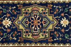 Dark Navy Floral 3X8 Heriz Serapi Oriental Runner Rug