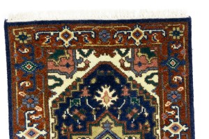 Dark Navy Floral 3X8 Heriz Serapi Oriental Runner Rug