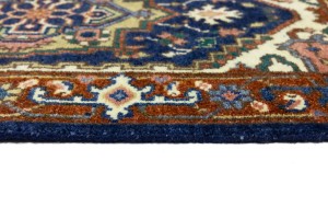 Dark Navy Floral 3X8 Heriz Serapi Oriental Runner Rug