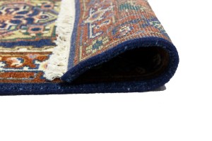 Dark Navy Floral 3X8 Heriz Serapi Oriental Runner Rug