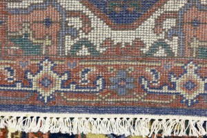 Dark Navy Floral 3X8 Heriz Serapi Oriental Runner Rug