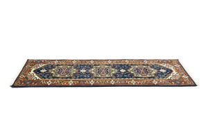 Dark Navy Floral 3X8 Heriz Serapi Oriental Runner Rug