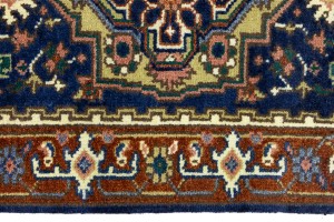 Dark Navy Floral 3X8 Heriz Serapi Oriental Runner Rug