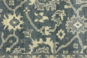 Dark Gray Floral 6X9 Oushak Chobi Oriental Rug
