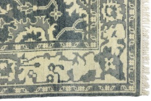 Dark Gray Floral 6X9 Oushak Chobi Oriental Rug