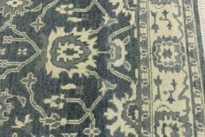 Dark Gray Floral 6X9 Oushak Chobi Oriental Rug
