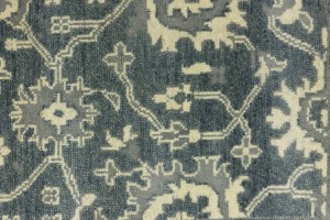 Dark Gray Floral 6X9 Oushak Chobi Oriental Rug
