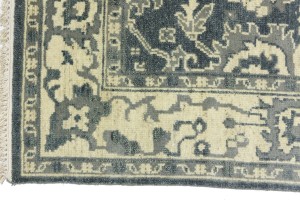 Dark Gray Floral 6X9 Oushak Chobi Oriental Rug