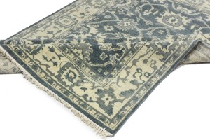 Dark Gray Floral 6X9 Oushak Chobi Oriental Rug