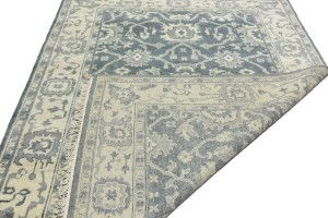 Dark Gray Floral 6X9 Oushak Chobi Oriental Rug