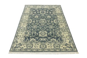 Dark Gray Floral 6X9 Oushak Chobi Oriental Rug