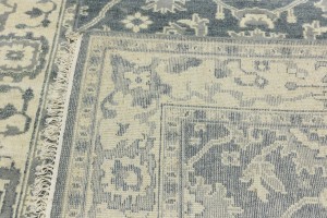 Dark Gray Floral 6X9 Oushak Chobi Oriental Rug