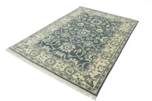 Dark Gray Floral 6X9 Oushak Chobi Oriental Rug