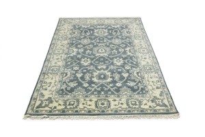Dark Gray Floral 6X9 Oushak Chobi Oriental Rug
