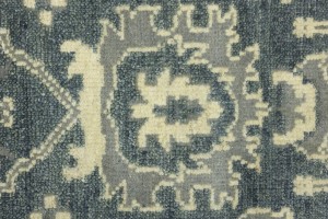 Dark Gray Floral 6X9 Oushak Chobi Oriental Rug