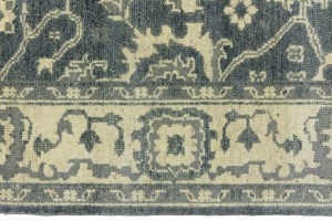 Dark Gray Floral 6X9 Oushak Chobi Oriental Rug