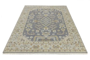 Gray Floral 8X10 Oushak Chobi Oriental Rug