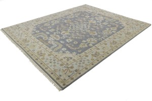 Gray Floral 8X10 Oushak Chobi Oriental Rug