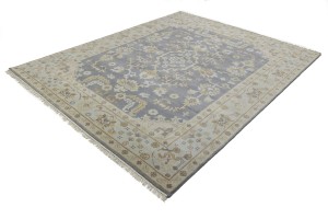 Gray Floral 8X10 Oushak Chobi Oriental Rug