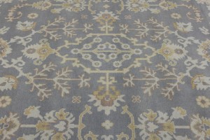 Gray Floral 8X10 Oushak Chobi Oriental Rug