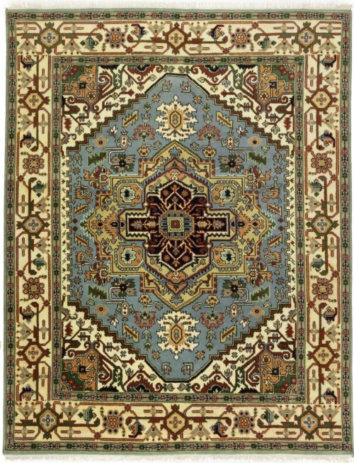 Gray Geometric 8X10 Heriz Serapi Oriental Rug