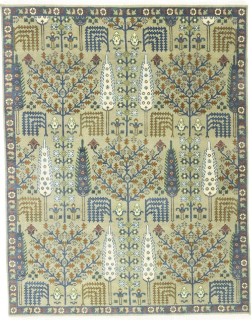 Beige Floral 8X10 Tree of Life Chobi Oriental Rug