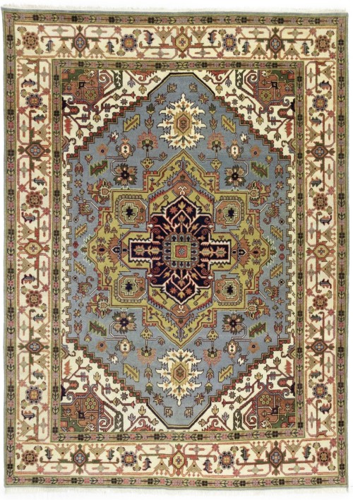 Gray Geometric 9X12 Heriz Serapi Oriental Rug