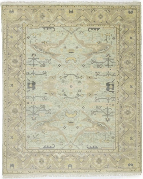 Cream & Gray Floral 8X10 Oushak Oriental Rug