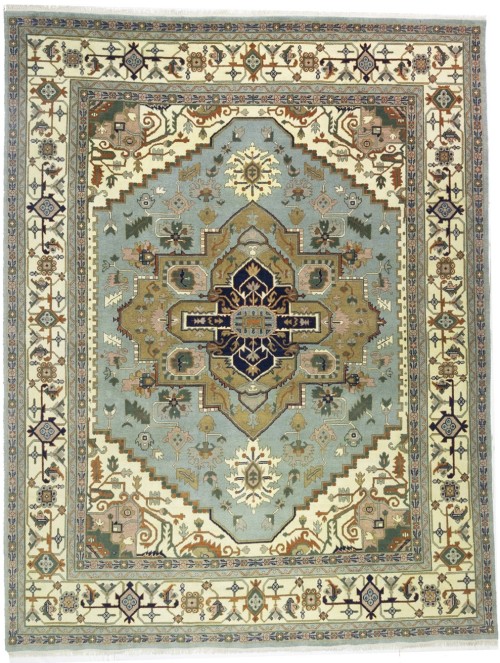 Light Blue-gray Geometric 12X15 Heriz Serapi Oriental Rug