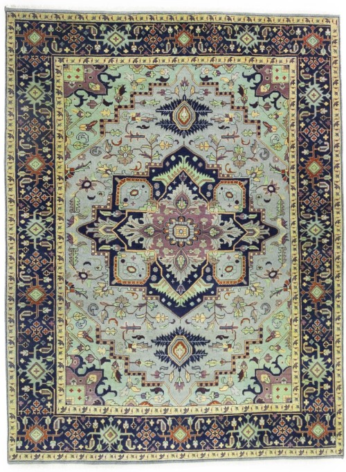 Light Gray Geometric 11'5X15'2 Heriz Serapi Oriental Rug