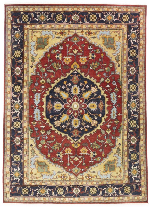 Scarlet Red Floral 10X14 Heriz Serapi Oriental Rug