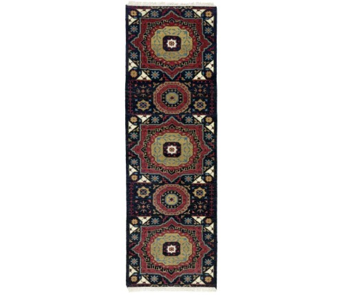 Charcoal Geometric 3X8 Mamluk Oriental Runner Rug