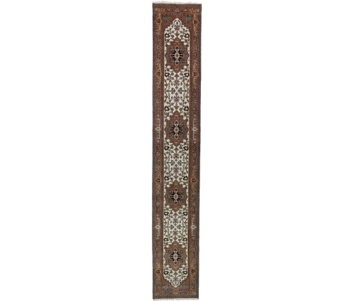 Cream Floral 3X16 Heriz Serapi Oriental Runner Rug