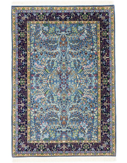 Blue & Navy Floral 4X6 Kirman Oriental Rug