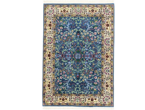 Blue & Cream Floral 4X6  Kirman Oriental Rug